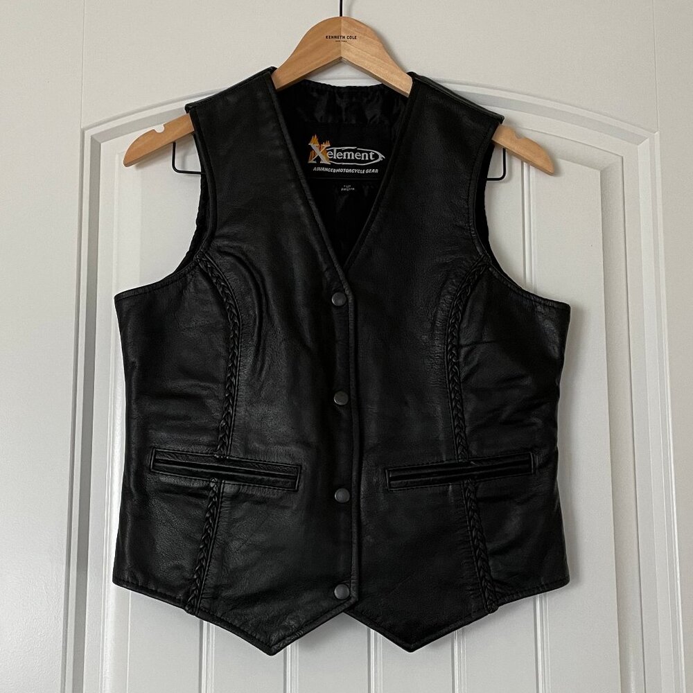 XElement Black Real Leather Vest